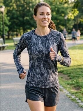 Lululemon Swiftly Tech Long Sleeve - Size 10 - Patterned Grey/Black
